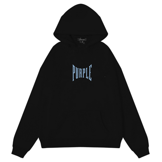 Purple Brand Logo Pattern Printed Hoodie